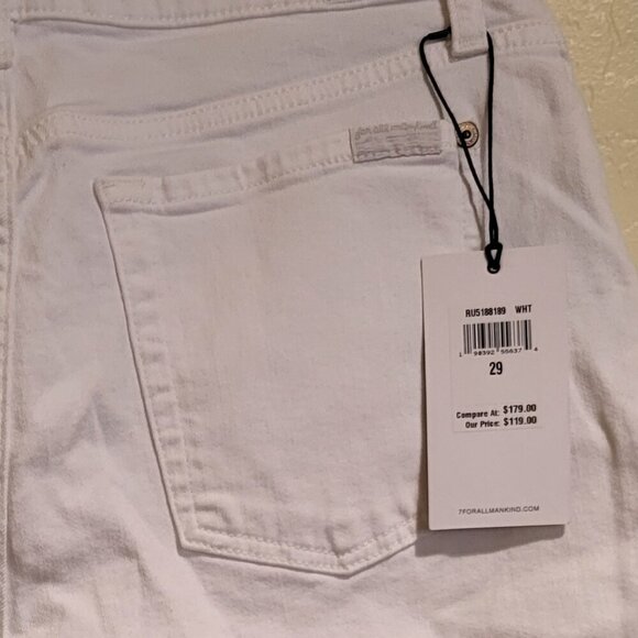 7 for all mankind  White Denim cut-offs with fringed hem Size 29 and Size 30 NWT - Picture 9 of 12
